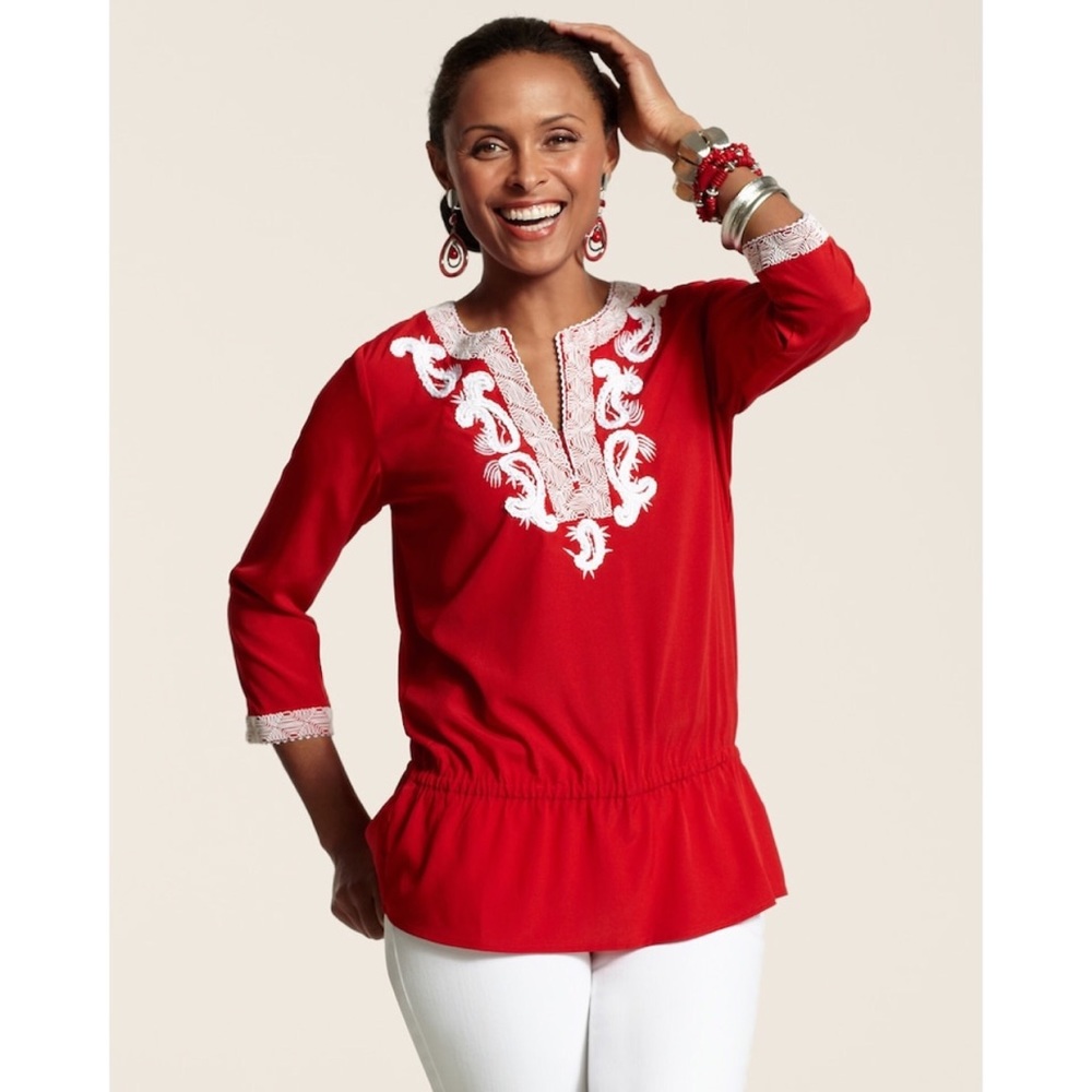 Chico’s NWT ROUGE SOUTACHE GRACE TOP